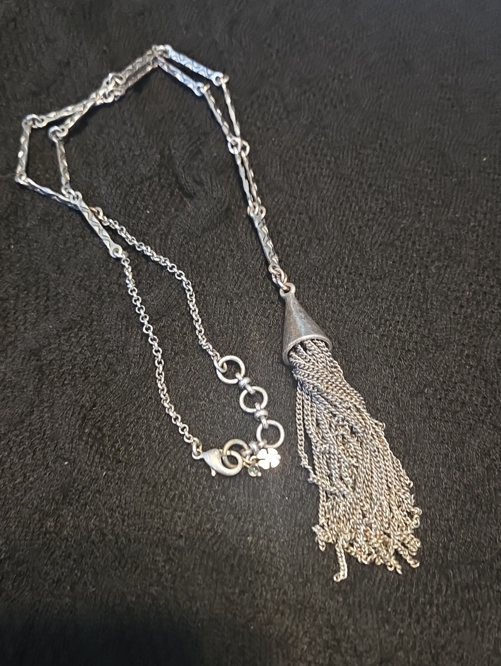 Lucky Brand Silver Multi-Chain Tassel Necklace